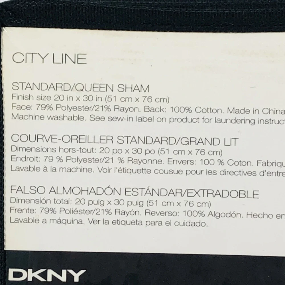 New Grey Dkny City Line Sham Standard Size Fast Shipping‎ 20